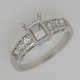 Art Deco Style Sterling Silver Semi Mount Ring Setting Emerald OCT 7x5mm - Syzjewelry